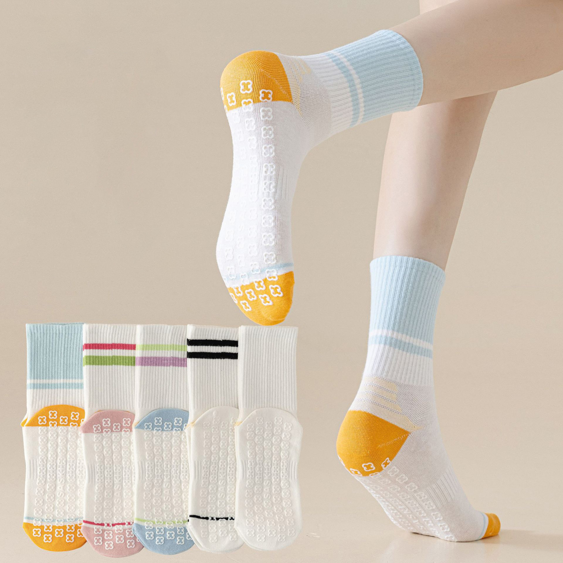 2pairs Non-Slip Grip Sock Slip - Grip Sock Yoga avaliação e preço