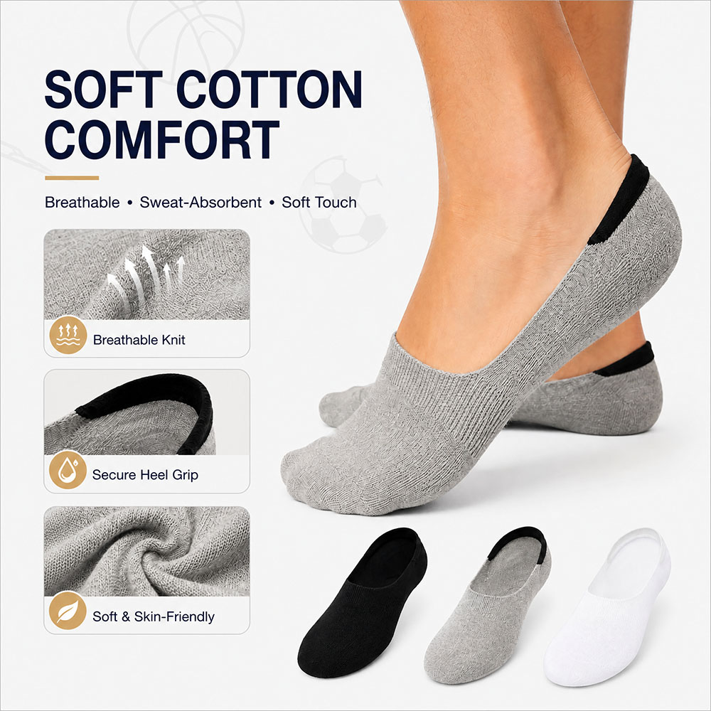 6 Pairs Unisex Cotton No Show  - Invisibility Sock Loafer avaliação e preço