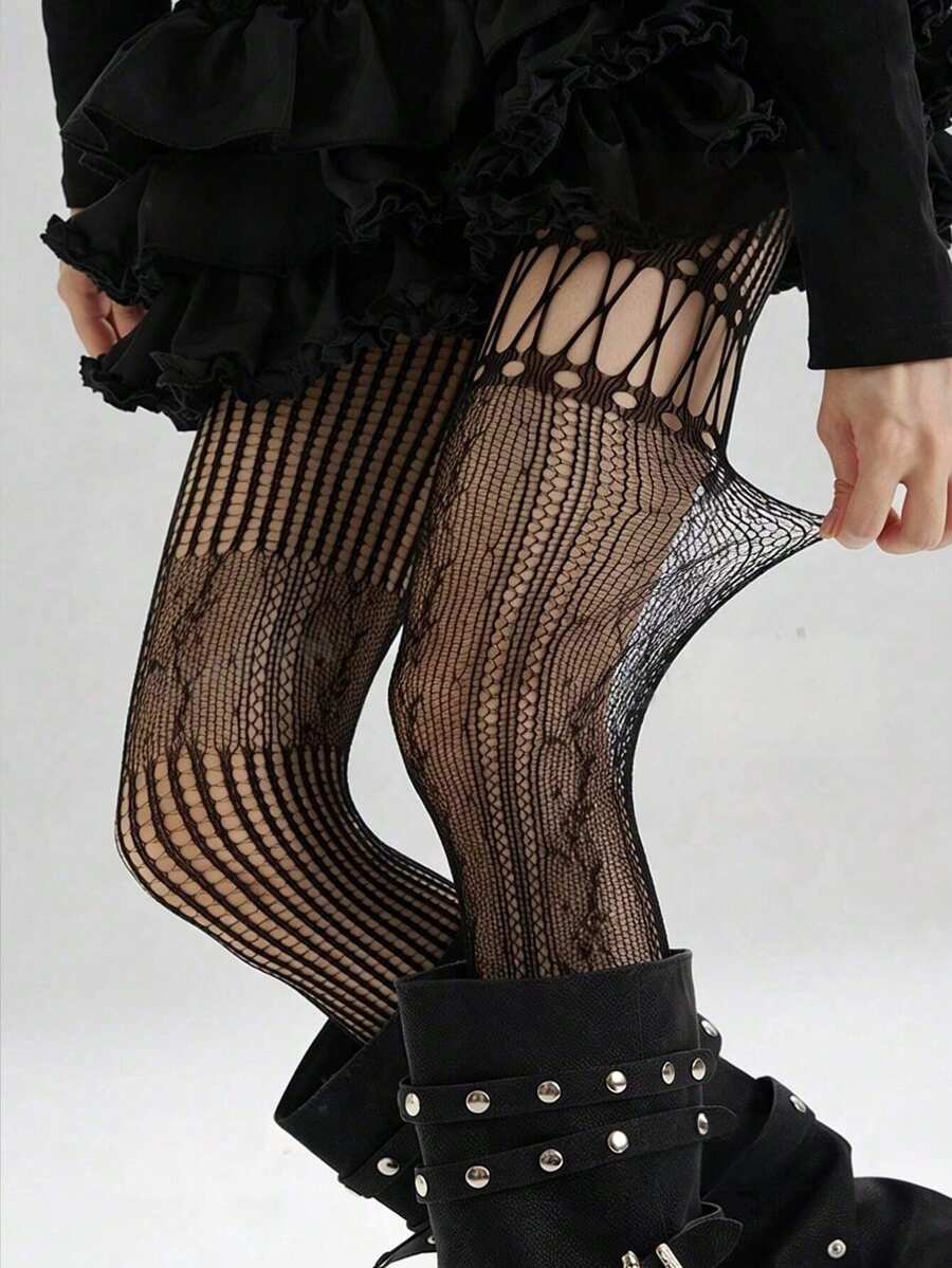 1pc Asymmetric Hollow Fishnet  - Fishnet Stocking Women avaliação e preço