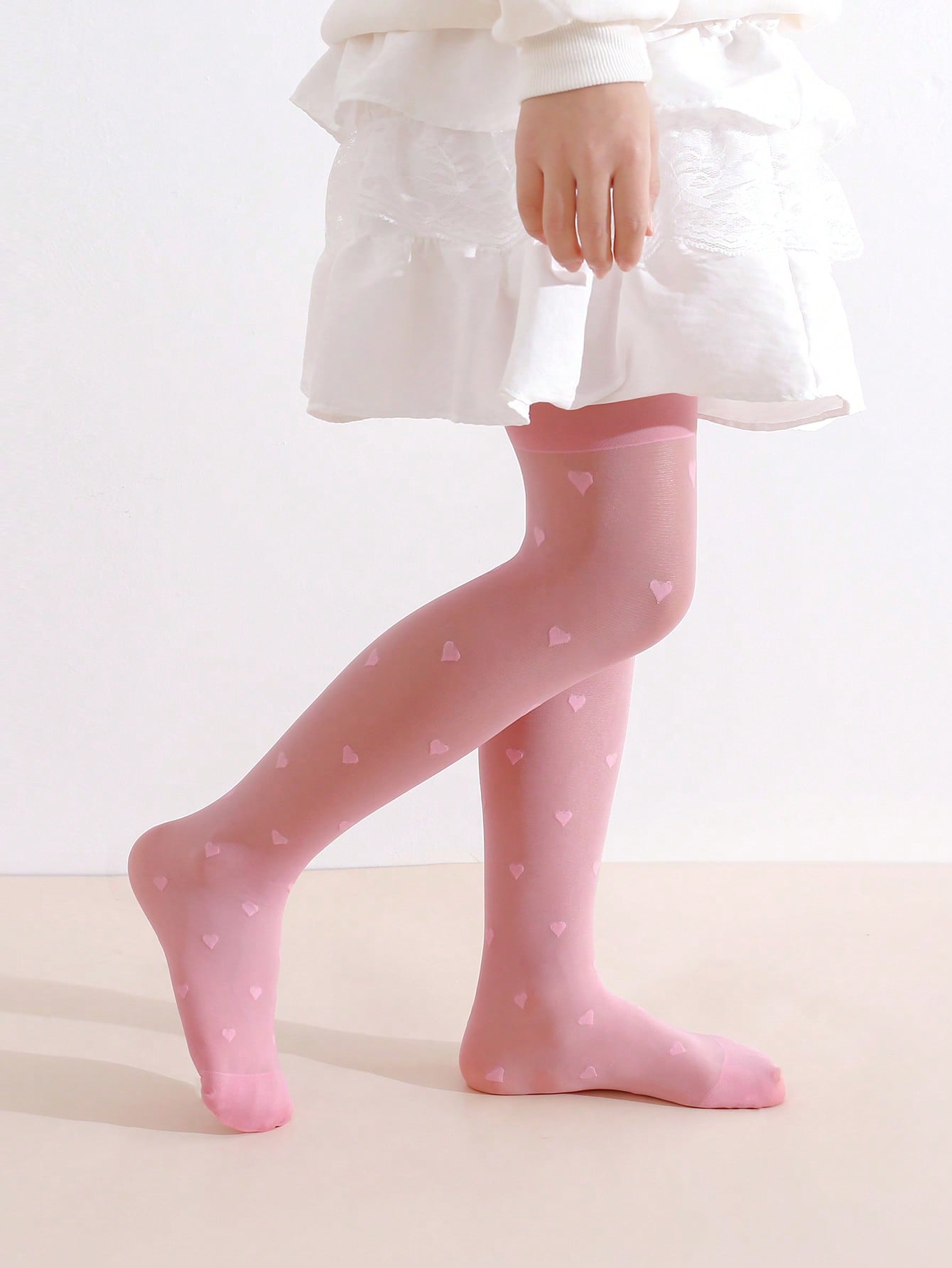 3Pcs Girls Heart Print Tights  - Tights Pantyhose Sheer avaliação e preço