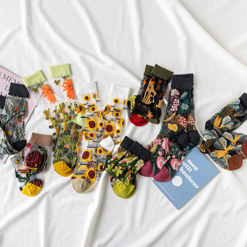 1/4 Pairs Retro Flower Women G - Silk Sock Bamboo avaliação e preço
