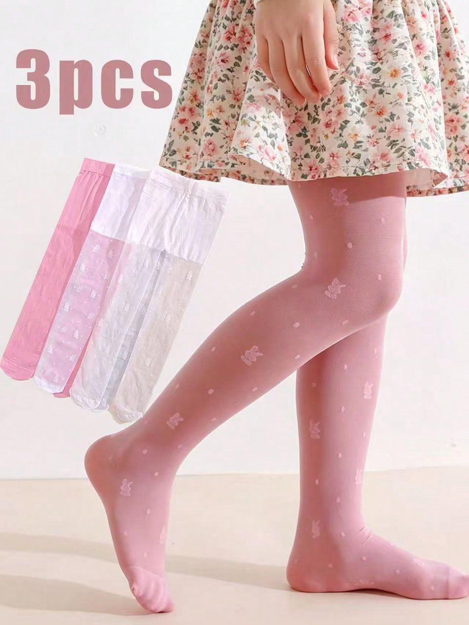 3Pack Girls Rabbit Print Tight - Tights Pantyhose Sheer avaliação e preço