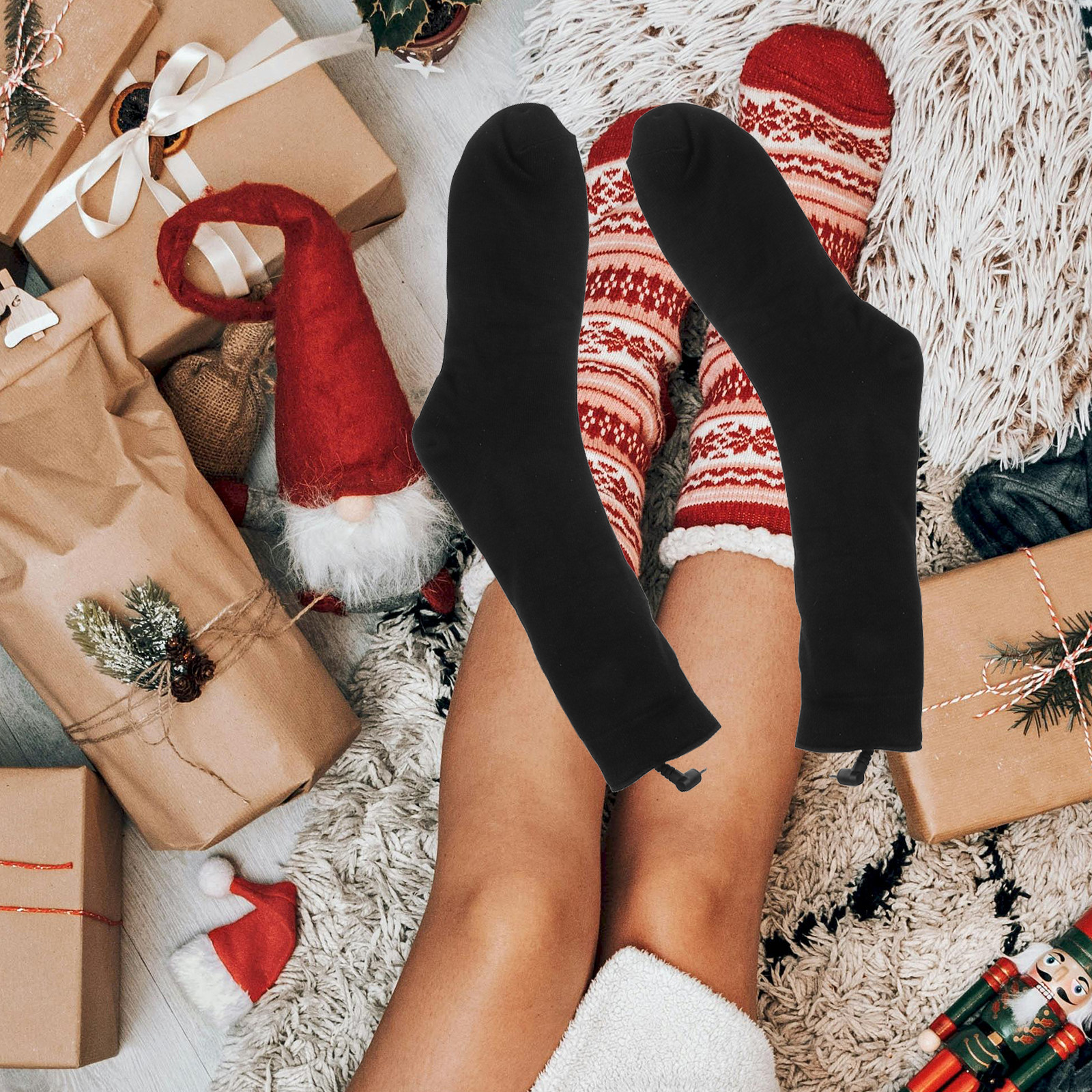 1Pair Battery Heated Socks Ele - Thermal Sock Winter avaliação e preço