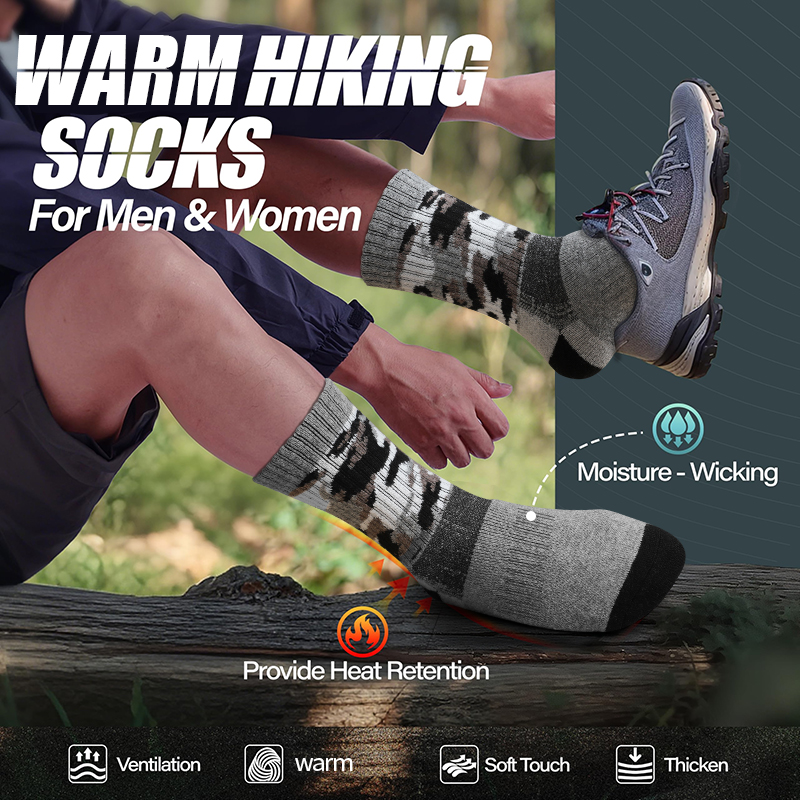 4Pairs Thick Gray Camouflage S - Wool Hiking Sock avaliação e preço