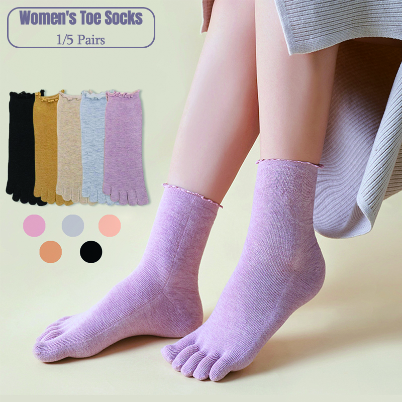 1/5 Pairs Cotton Women Five Fi - Toe Sock Split avaliação e preço