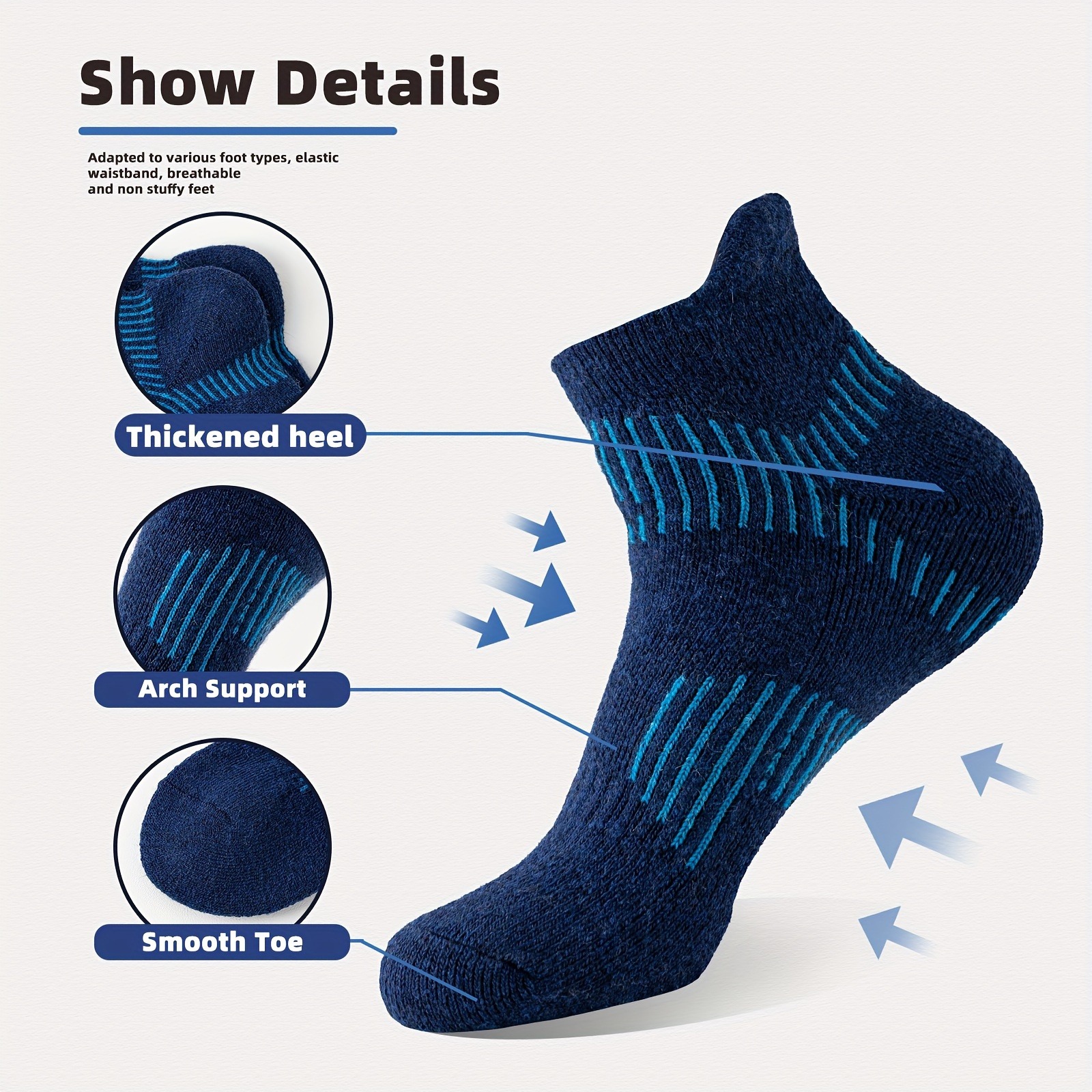 HOU  2026  5 Pairs Unisex Meri - Wool Hiking Sock avaliação e preço