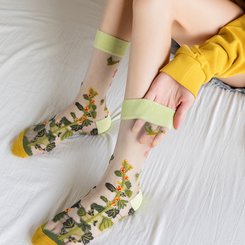 1/4 Pairs Retro Flower Women G - Silk Sock Bamboo avaliação e preço