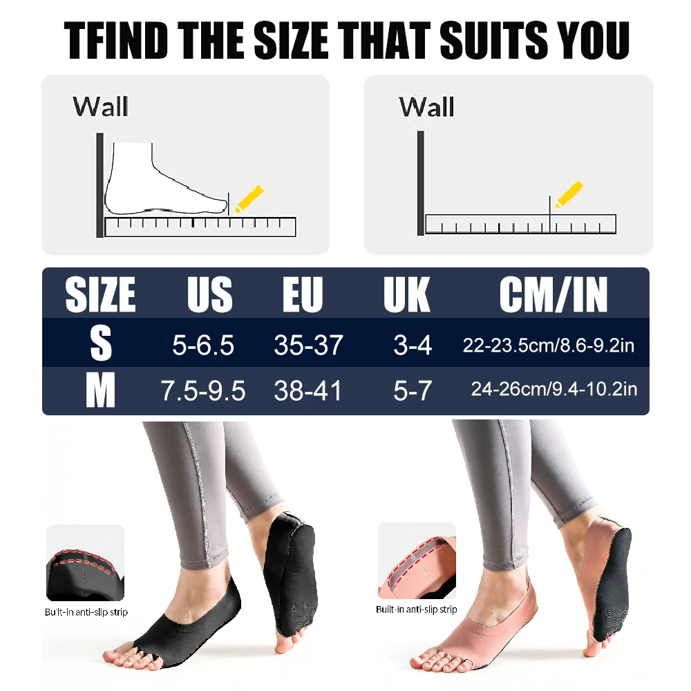 1Pair Toeless Yoga Socks for W - Grip Sock Yoga avaliação e preço