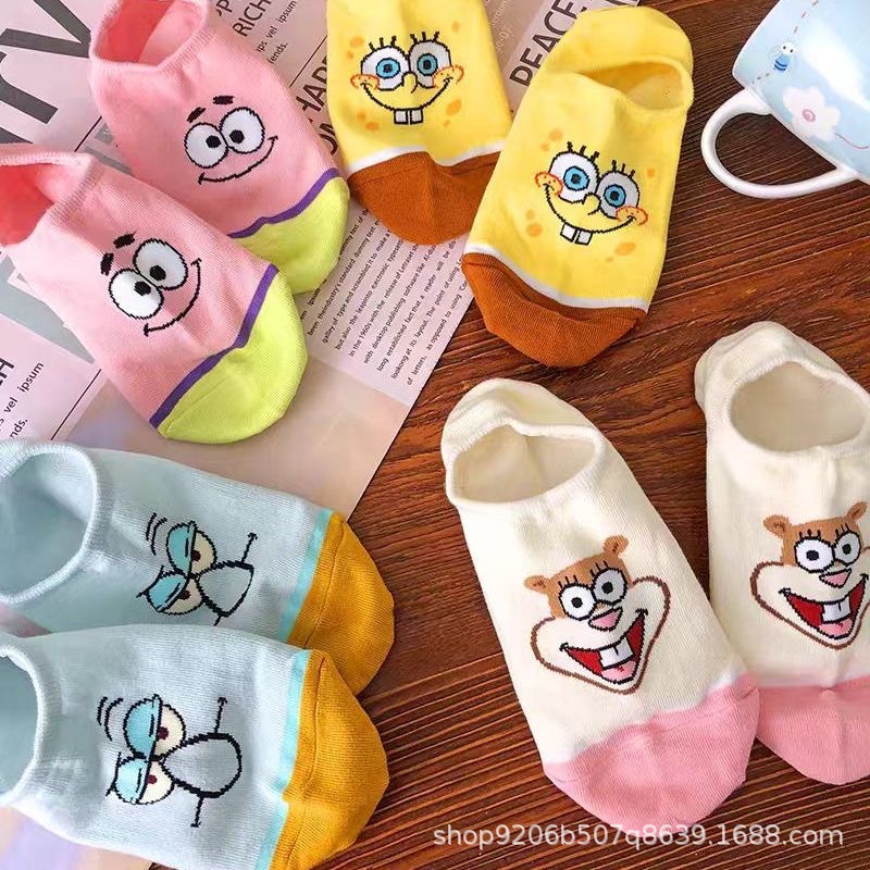 4PCS Hot Cute SpongeBob Square - Invisibility Sock Loafer avaliação e preço