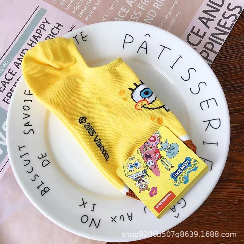 4PCS Hot Cute SpongeBob Square - Invisibility Sock Loafer avaliação e preço
