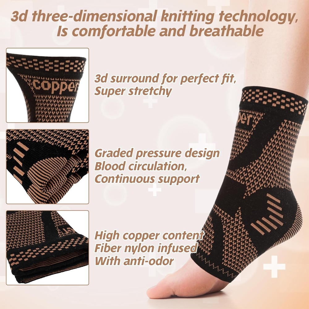 2PCS Copper Ankle Brace Suppor - Ankle Brace Sock avaliação e preço
