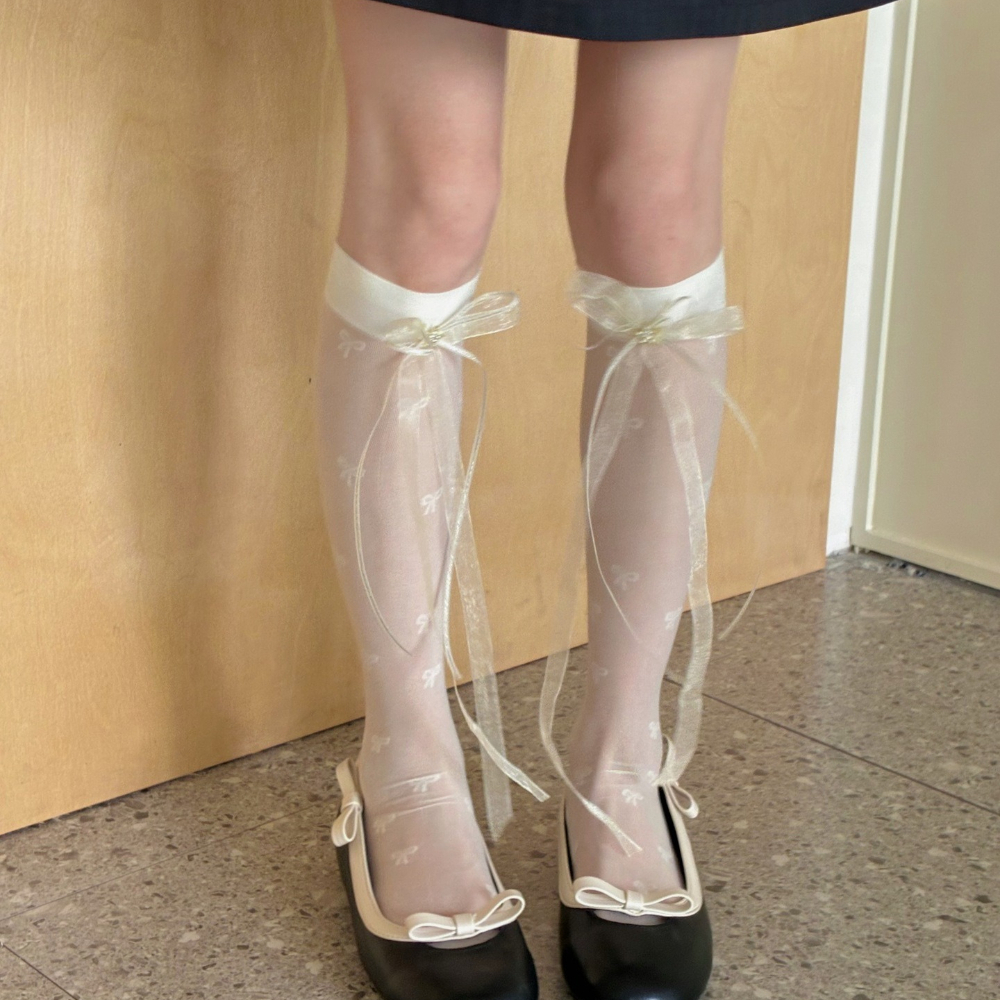 Sweet Bow Lace Sunscreen Calf  - Silk Sock Bamboo avaliação e preço