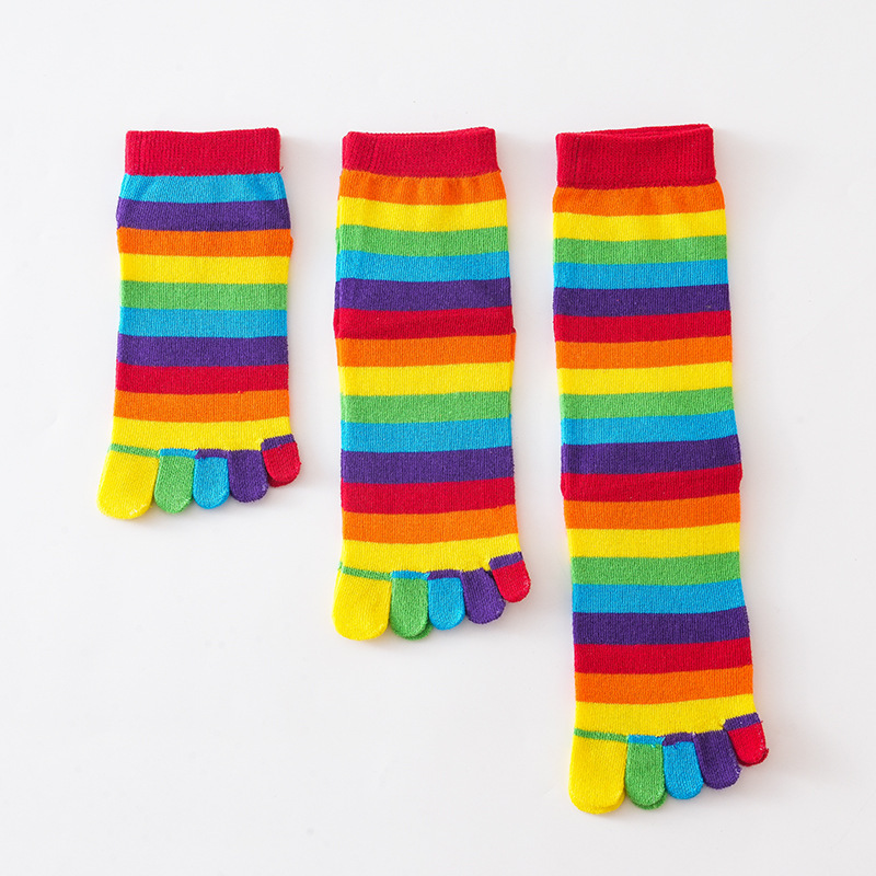 Women's Socks Rainbow Striped  - Toe Sock Split avaliação e preço