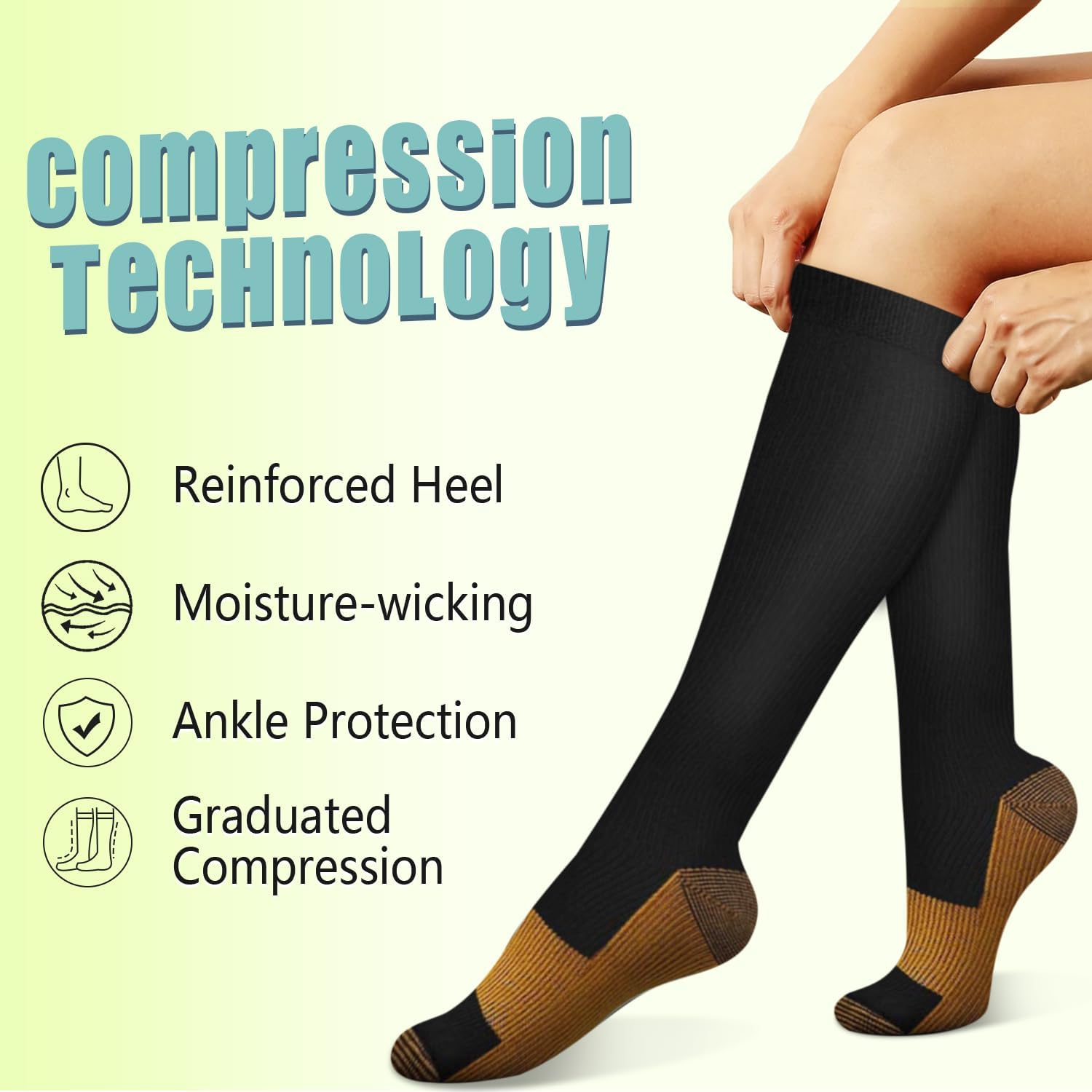 6 Pairs Solid Color Copper Com - Compression Sock Medical avaliação e preço