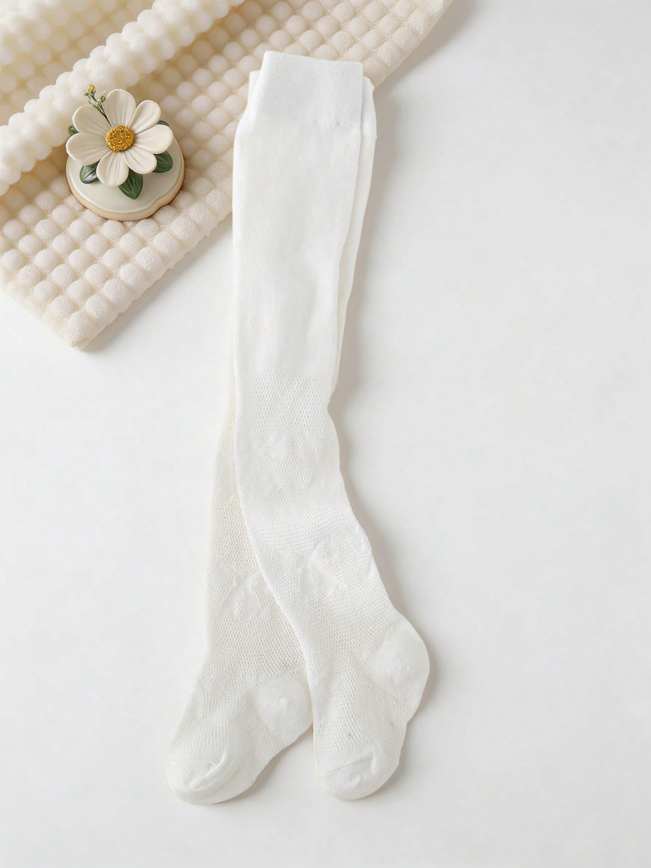 3/1 Pcs Girls White Bow Print  - Tights Pantyhose Sheer avaliação e preço