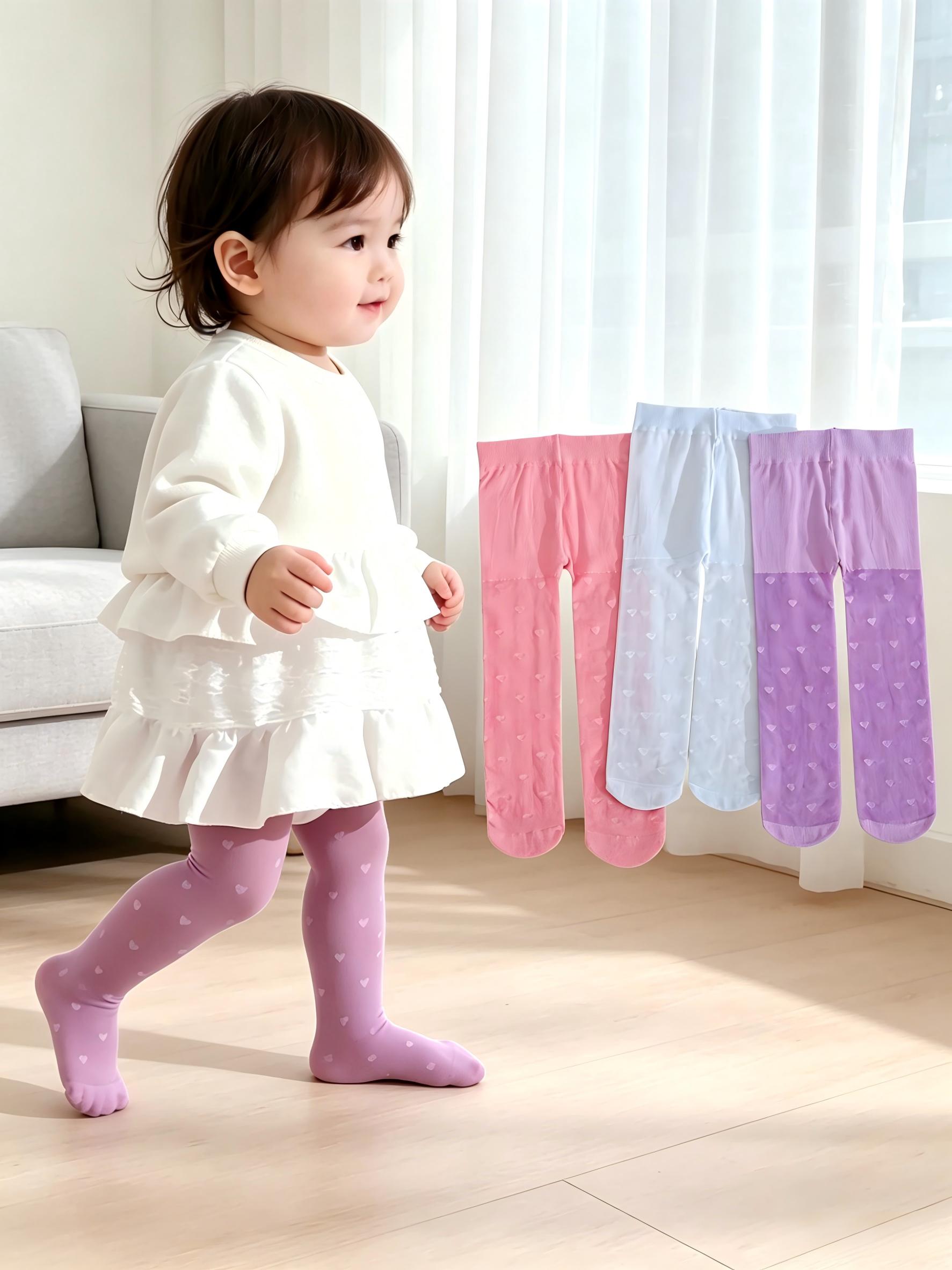 3PCS Toddler Girls Heart Print - Tights Pantyhose Sheer avaliação e preço