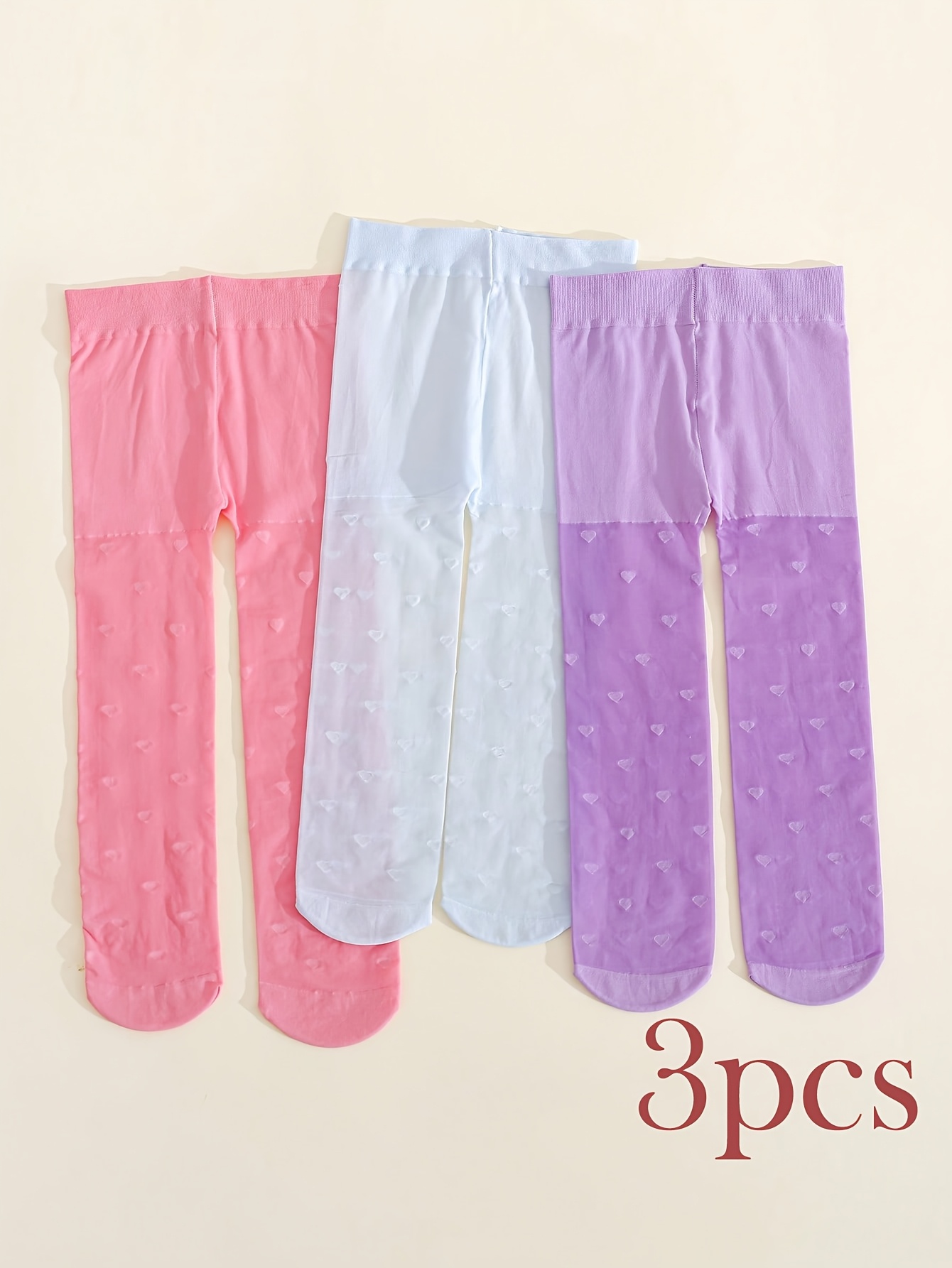 3PCS Toddler Girls Heart Print - Tights Pantyhose Sheer avaliação e preço