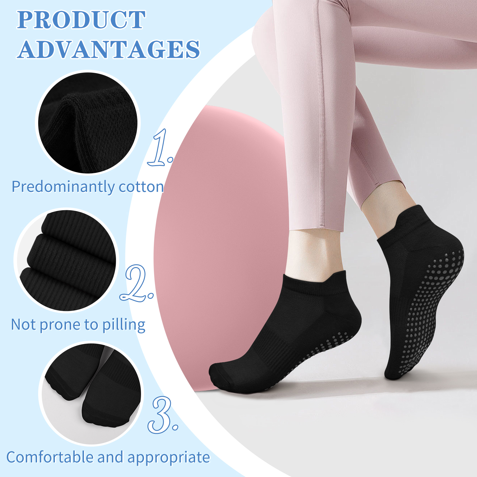 3 Pairs Yoga Socks Women Cotto - Grip Sock Yoga avaliação e preço