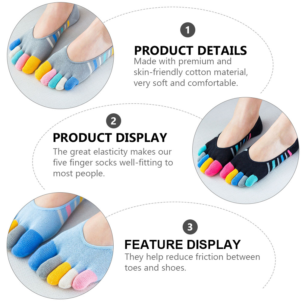 5Pairs Women Finger Toe Socks  - Invisibility Sock Loafer avaliação e preço