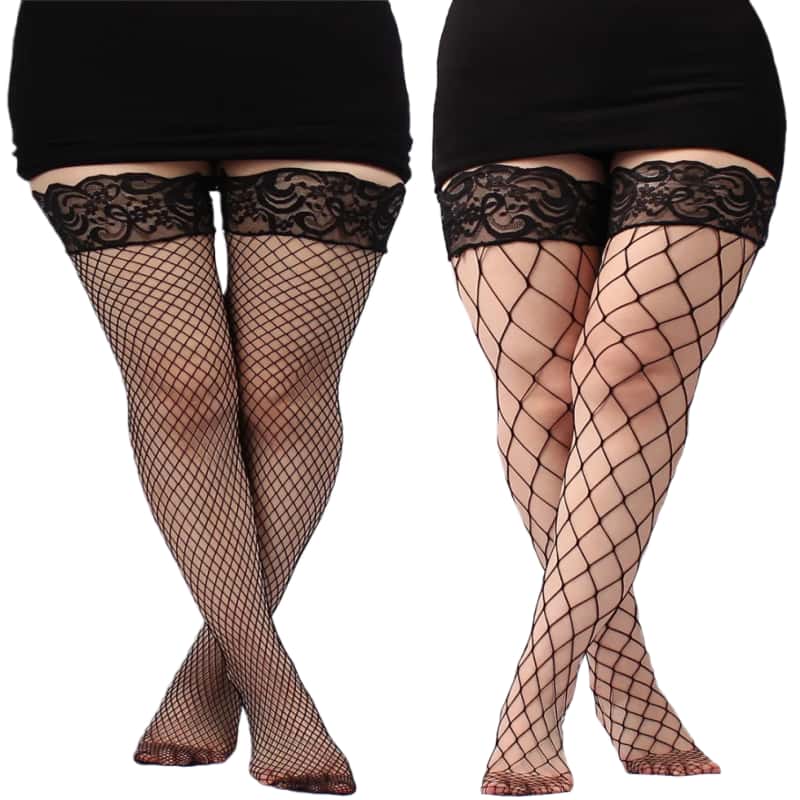 FREEAUCE Plus Size Hollow Mesh - Thigh High Sock Stay Up avaliação e preço